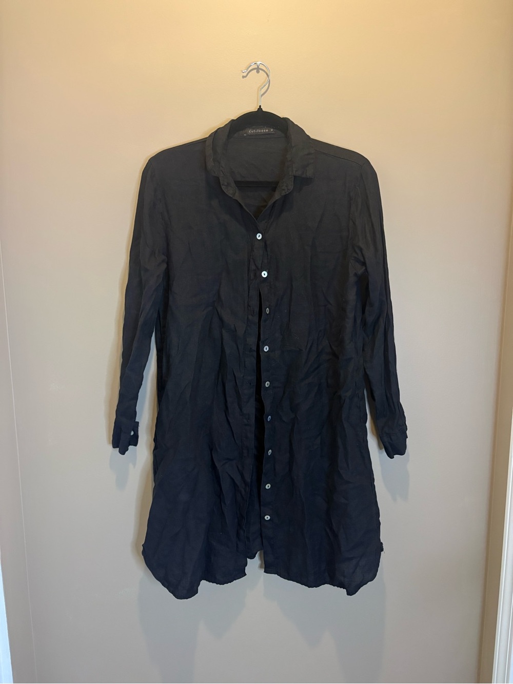 Cut loose women’s Xs black 100% linen tunic dress